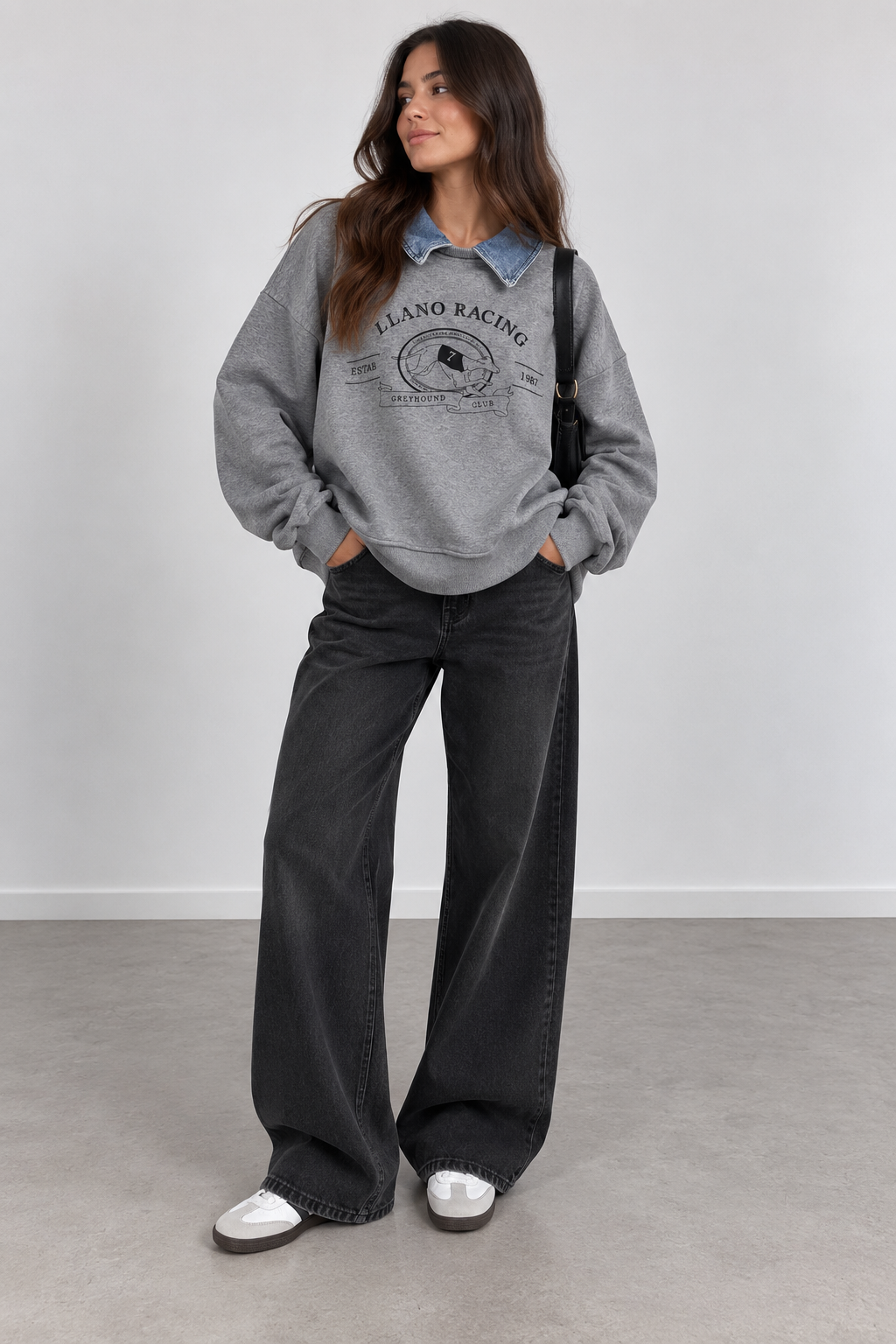 Sudadera Monza Racing Oversize – Gris &amp; Denim