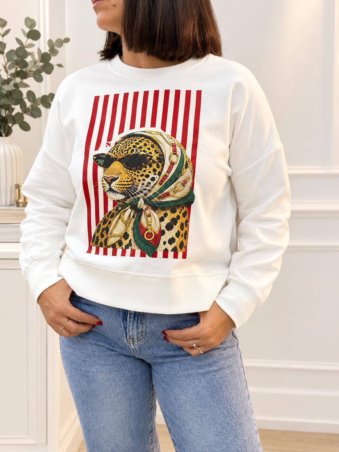 Sudadera leopardo rayas