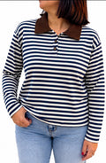 Camiseta rayas cuello pana