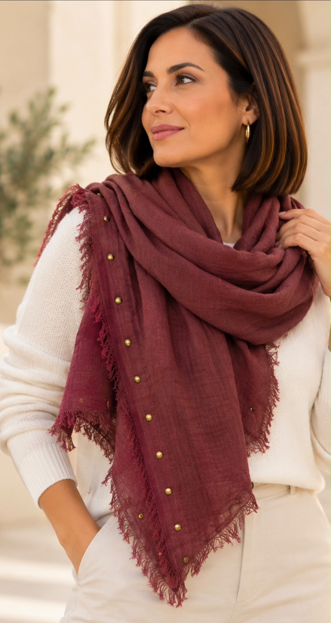 Pañuelo tachas con flecos