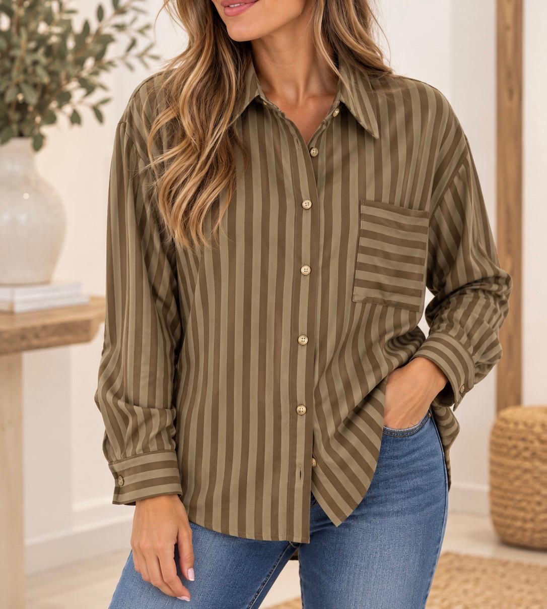 Camisa rayas marrón y verde