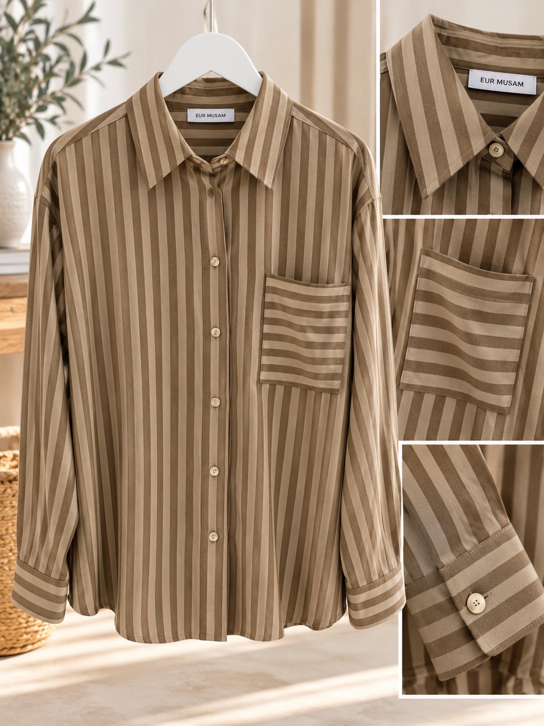 Camisa rayas marrón y verde