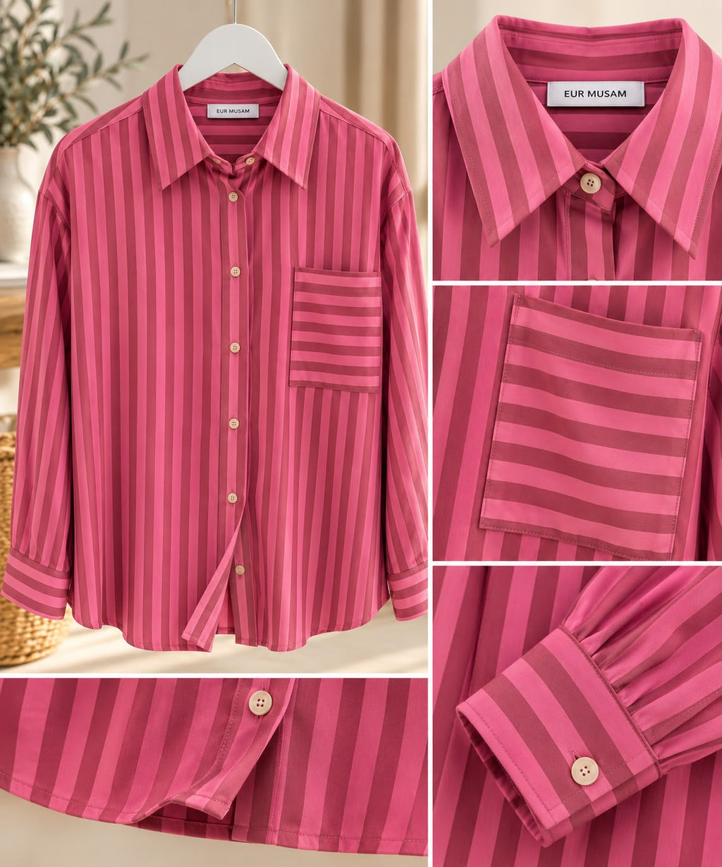 Camisa rayas rosa y marrón
