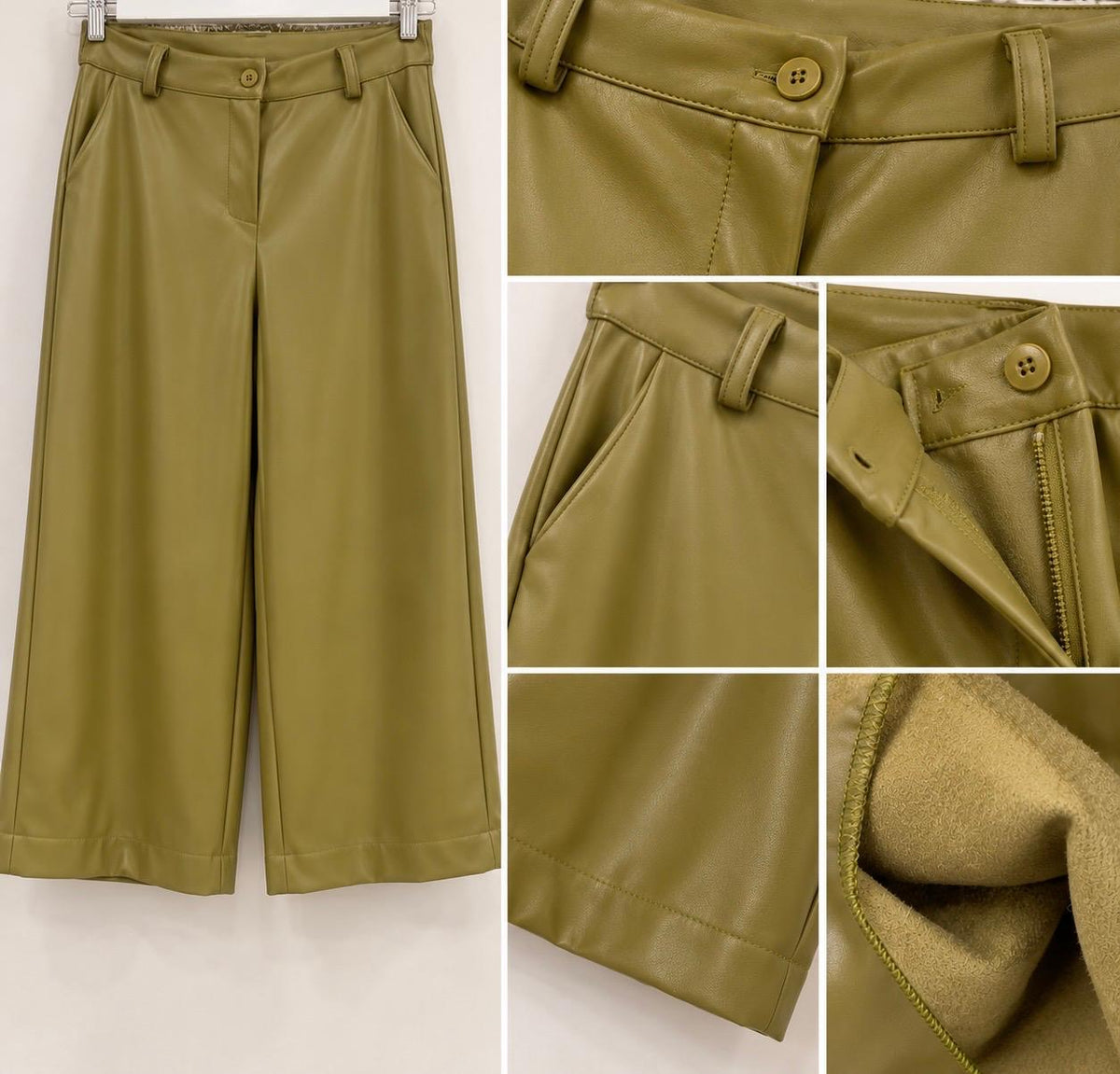 Pantalón polipiel verde