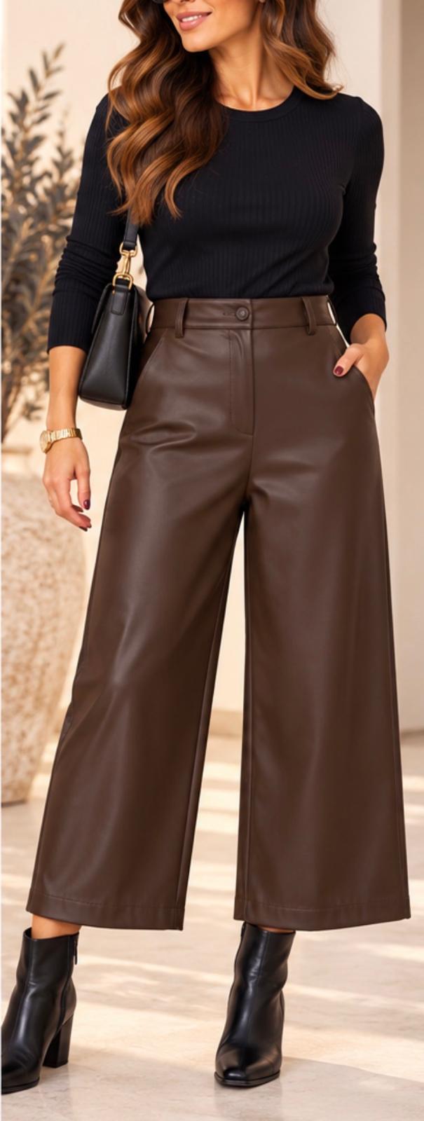 Pantalón polipiel marrón