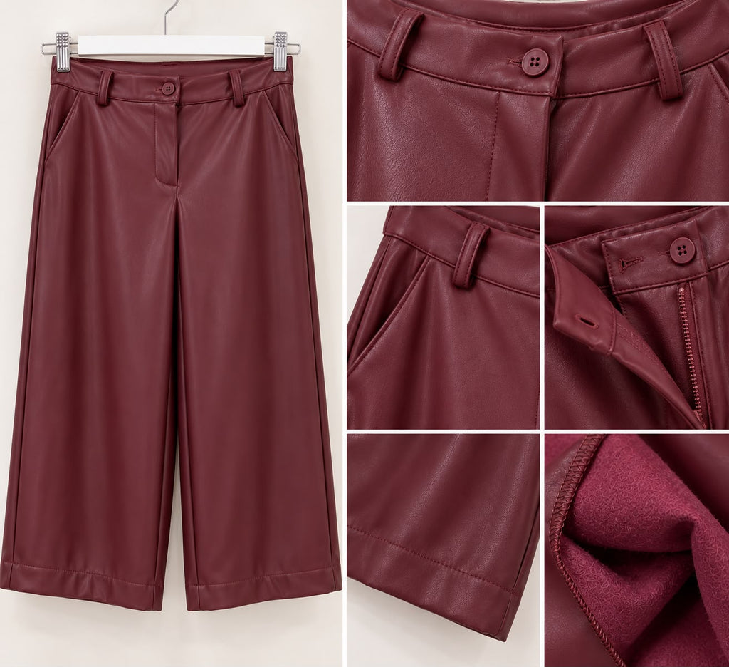 Pantalón polipiel Burdeos