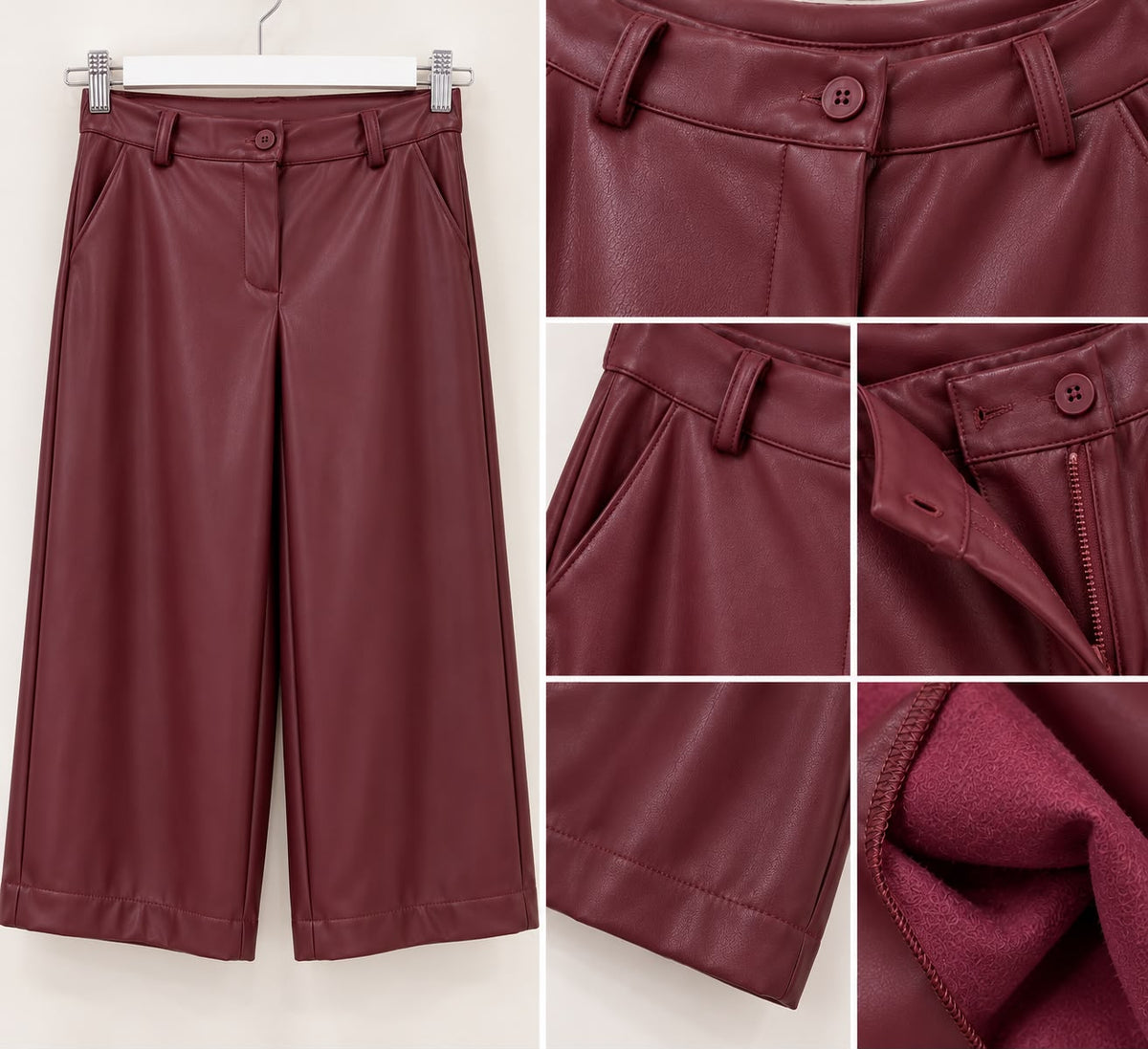 Pantalón polipiel Burdeos