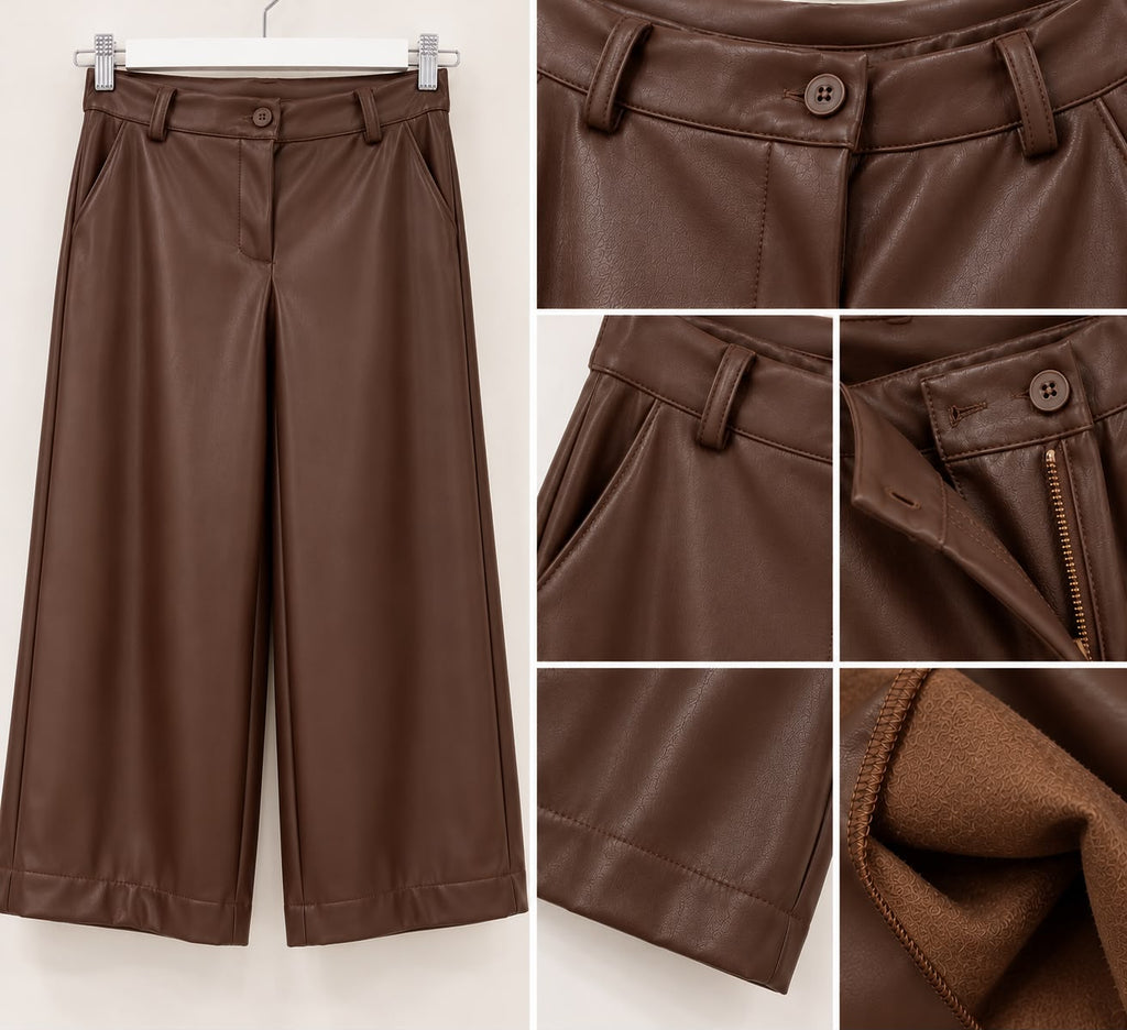 Pantalón polipiel marrón
