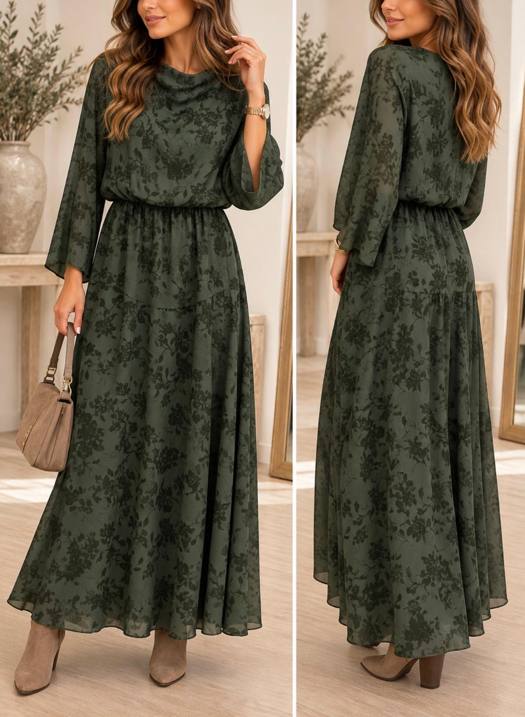 Vestido estampado verde
