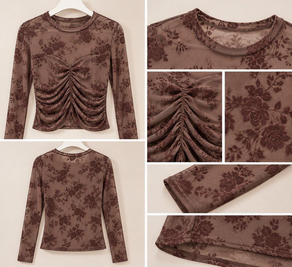 Top flore terciopelo