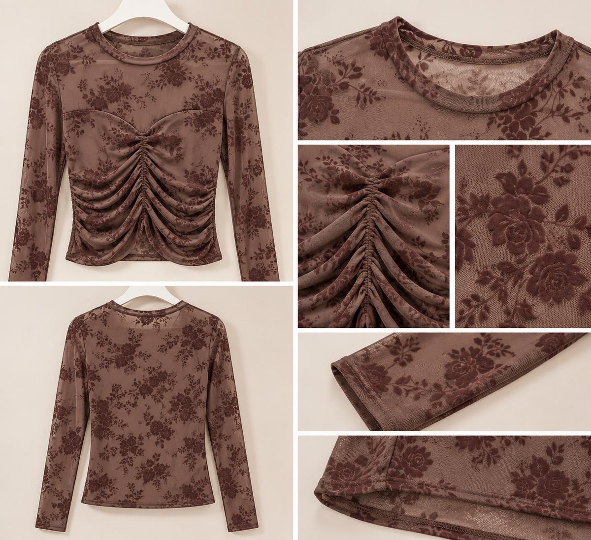 Top flore terciopelo