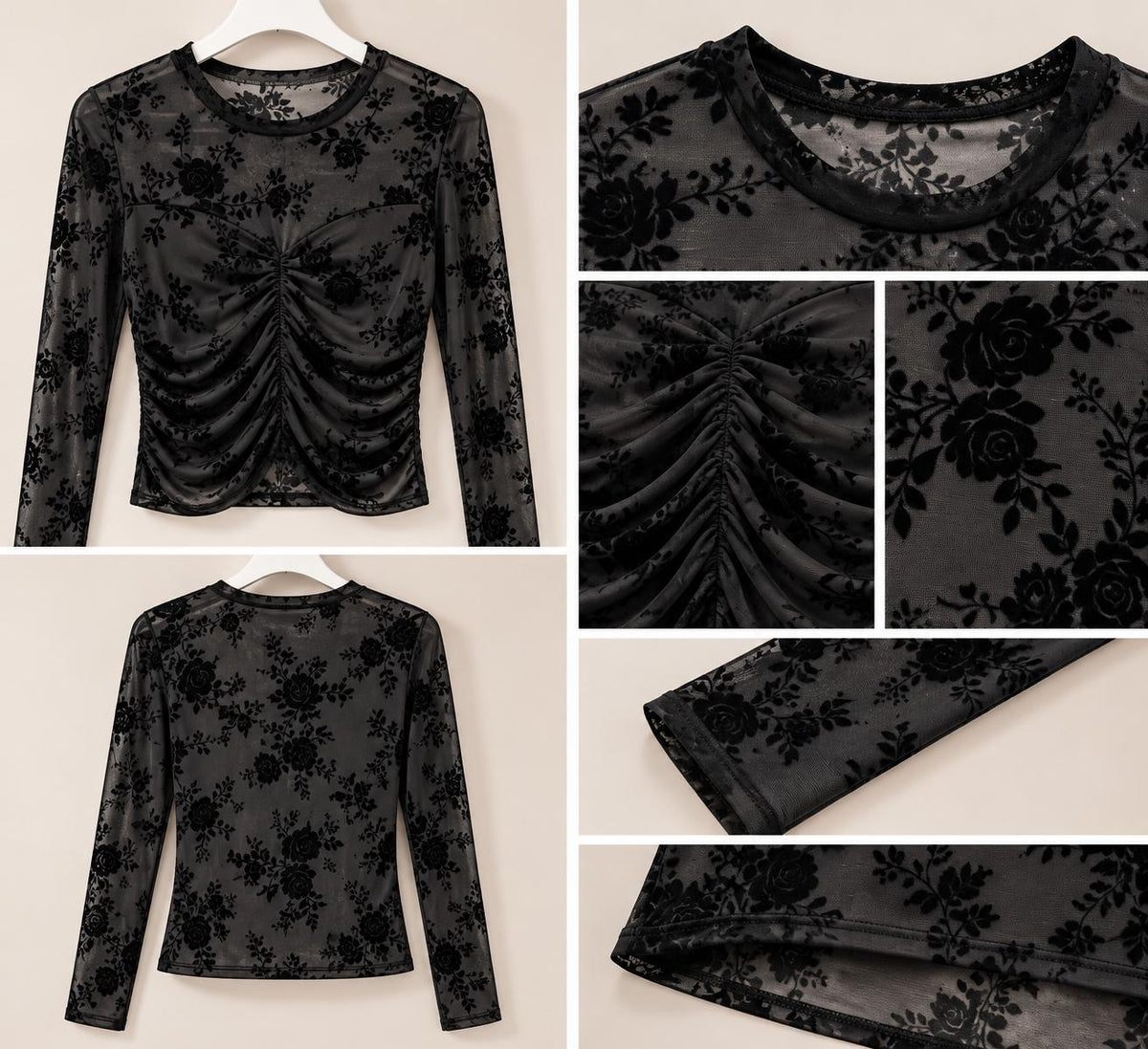 Top flore terciopelo