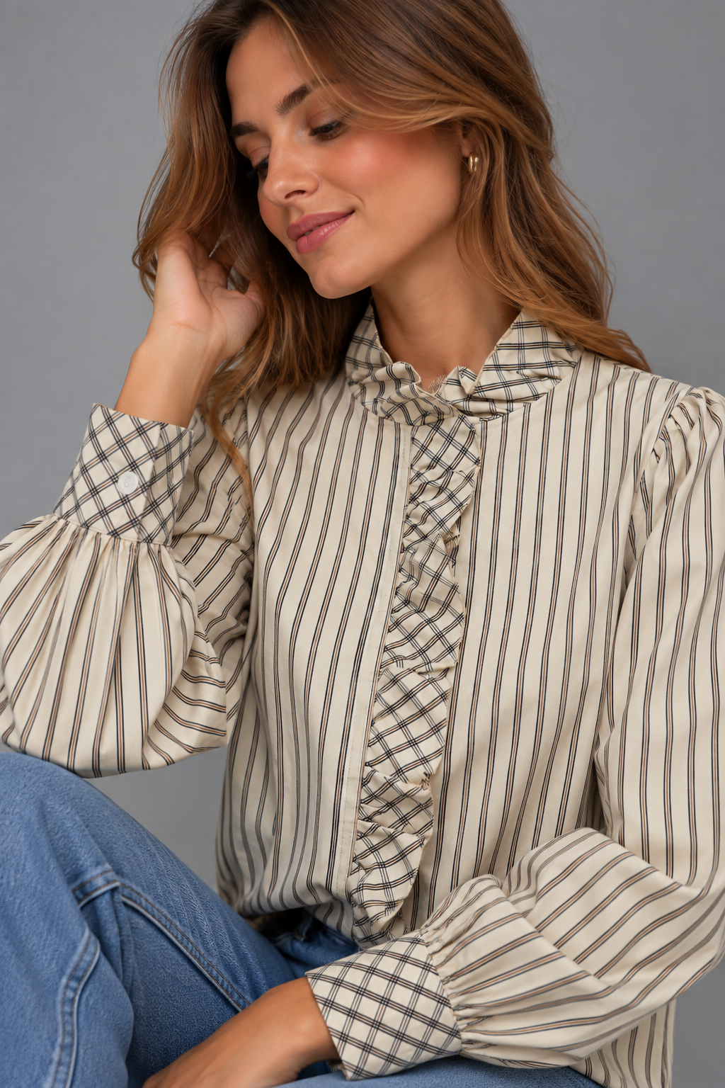 Camisa Alessia de Rayas con Volante