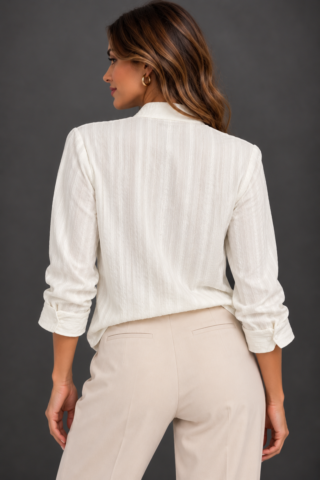 Camisa Bianca de Cierre Oriental