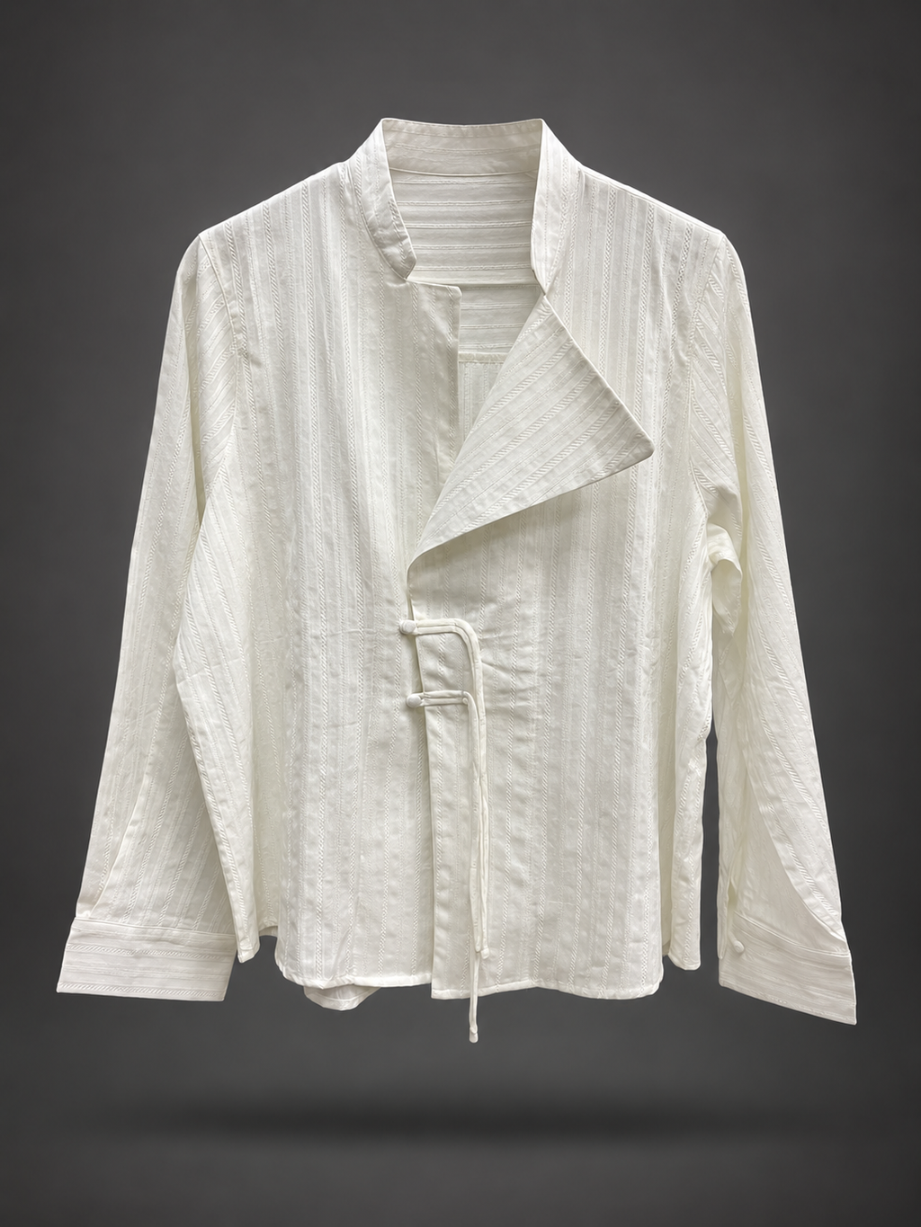 Camisa Bianca de Cierre Oriental