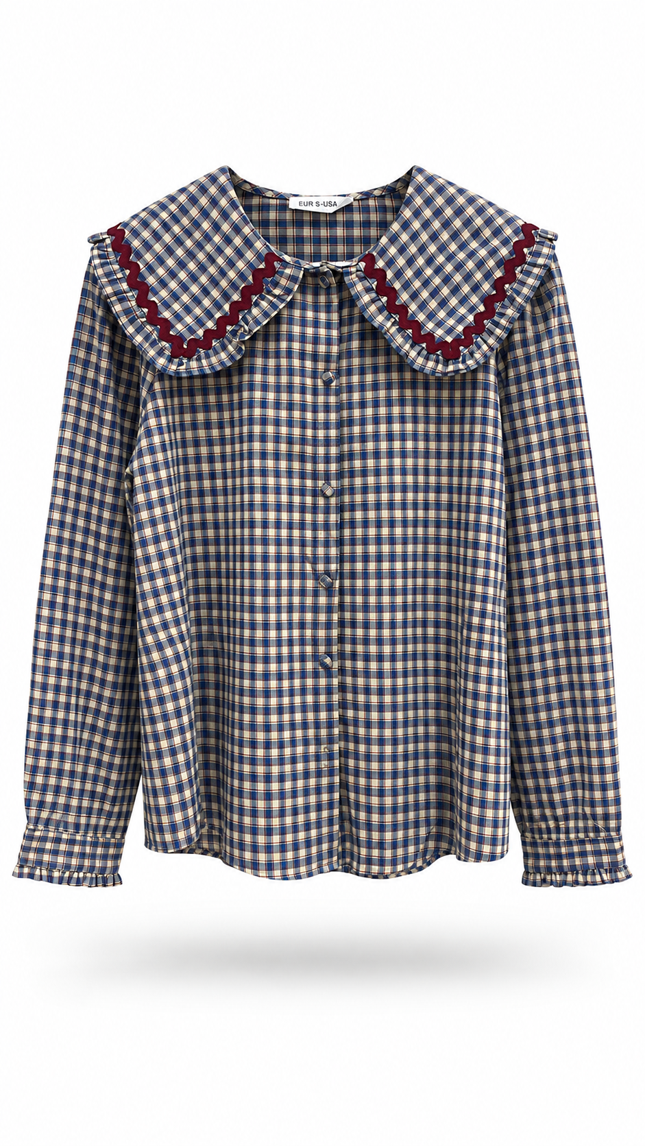 Camisa Vittoria Vichy con Cuello Babero