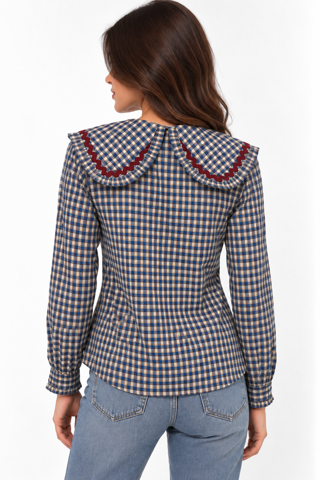 Camisa Vittoria Vichy con Cuello Babero
