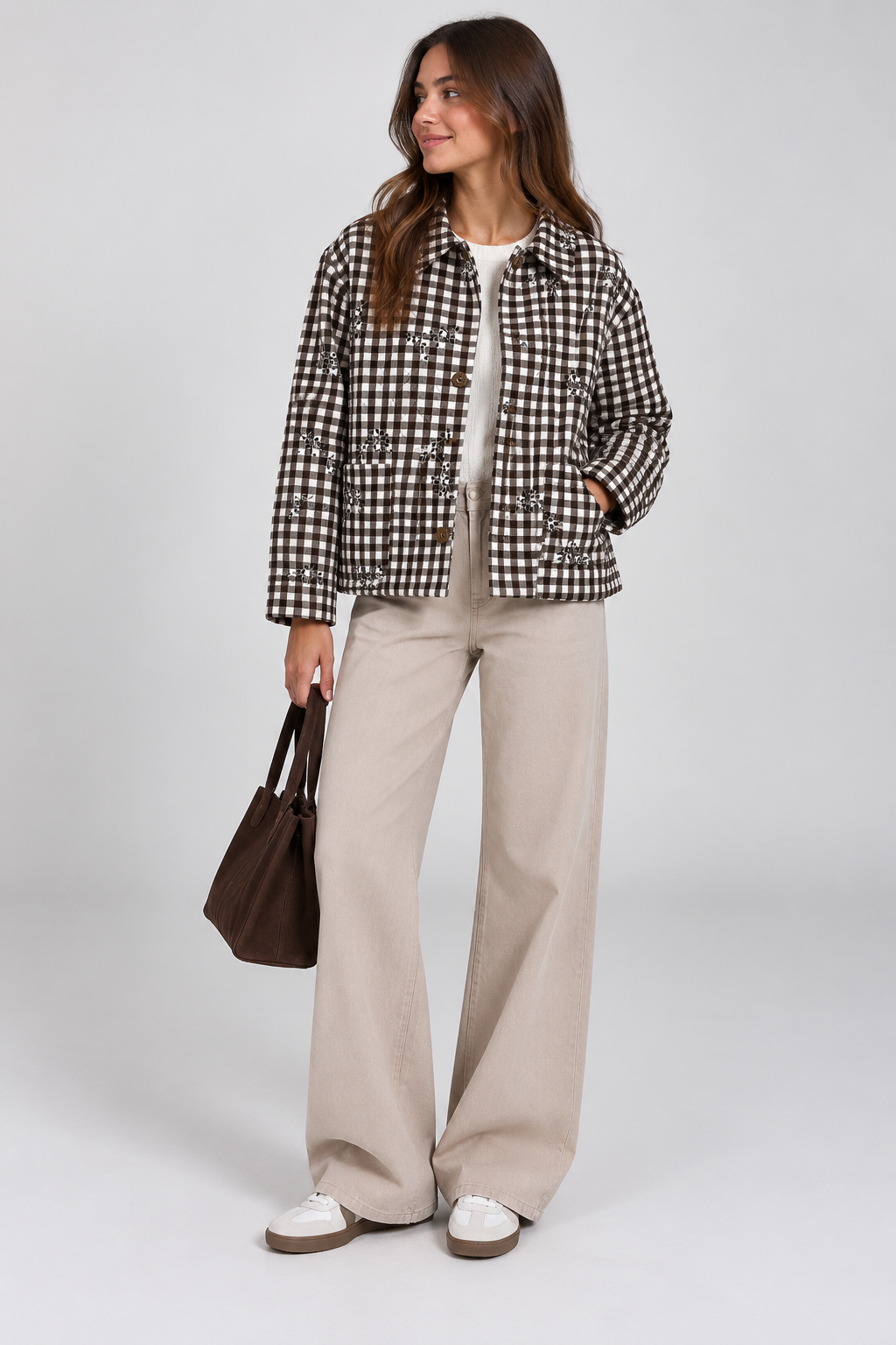 Chaqueta Bellagio Bloom – Vichy Noir marrón
