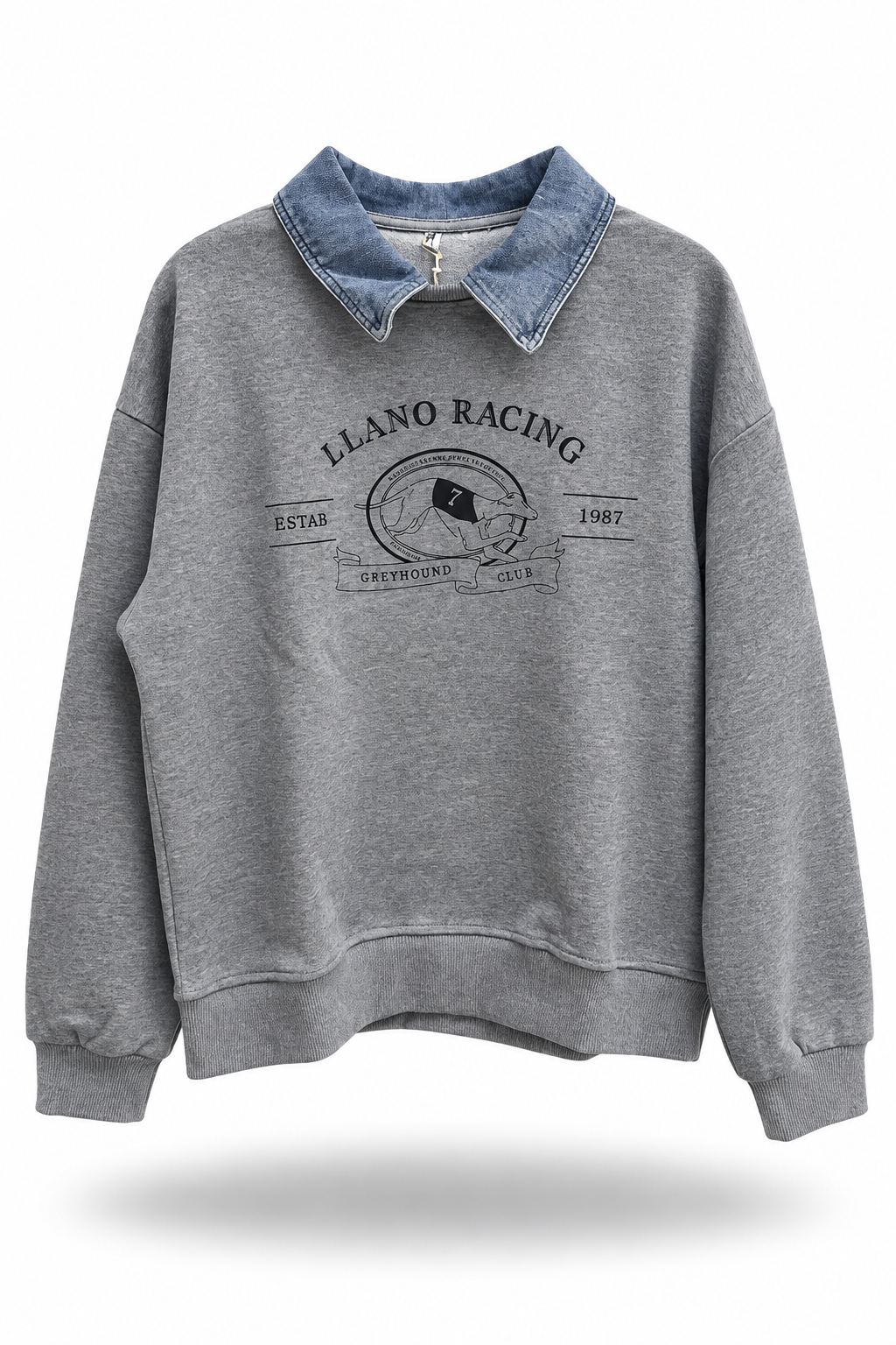 Sudadera Monza Racing Oversize – Gris &amp; Denim